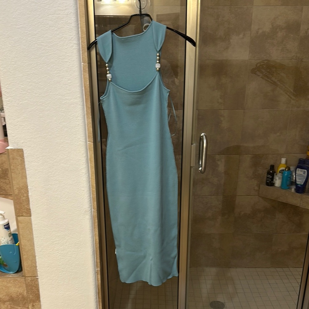 Elegant Blue Sleeveless Dress